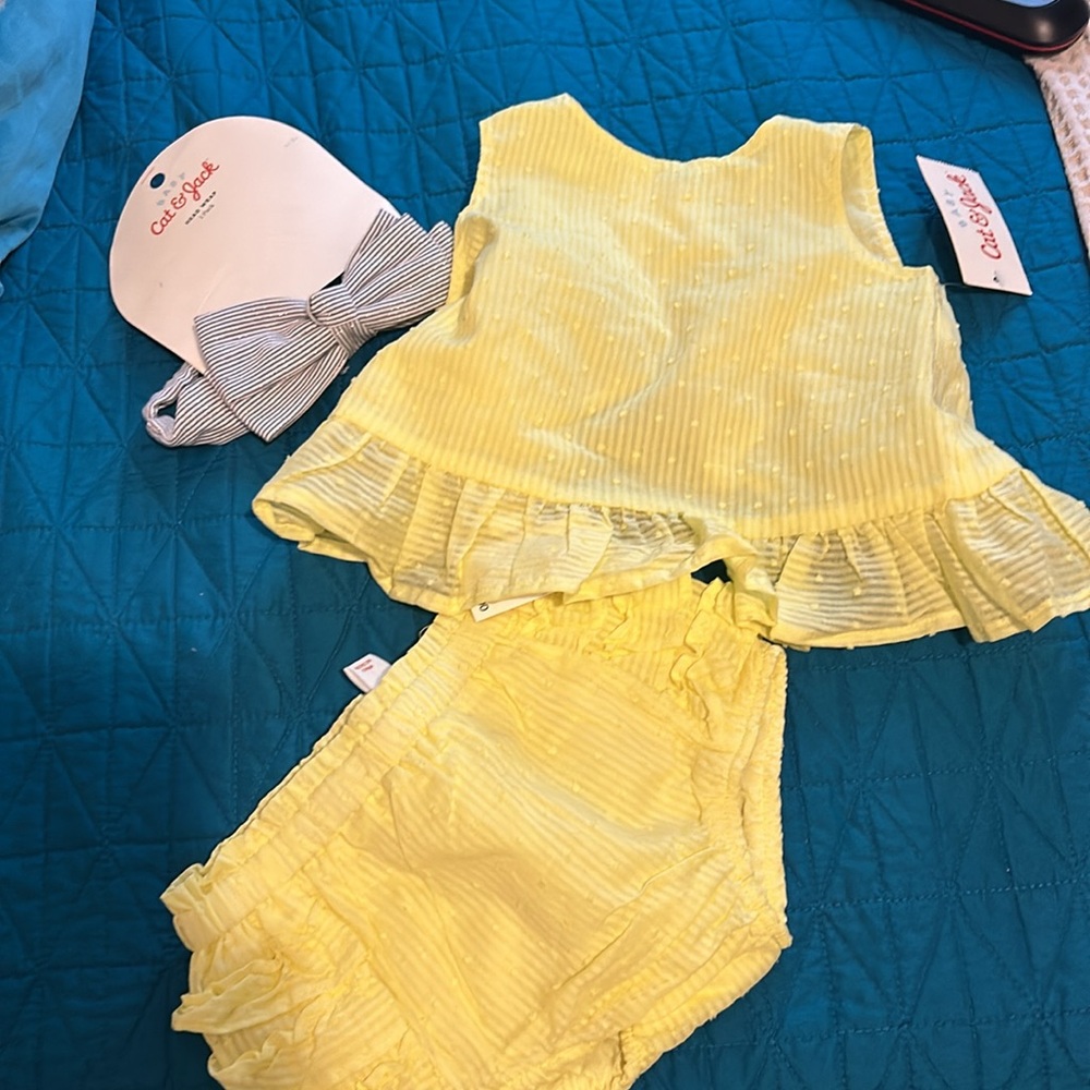 NWT cat and jack 12M top and bottom headband